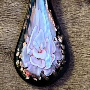 3D Pink Flower Dichroic Glass & Lampwork Pendant